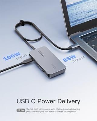 Inateck 7-in-1 USB C-hub met 4K HDMI, PD 100W, 3 USB A 3.2 10 Gbps, SD/TF kaartlezer, 50 cm kabel, compatibel met Windows 7/8/10/11, Mac OS, Linux