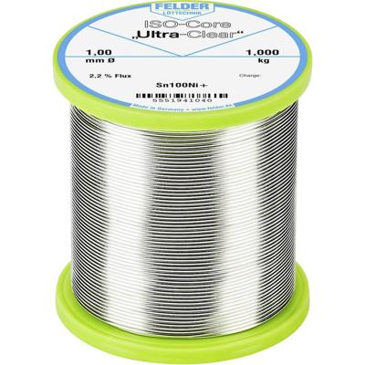 Felder ISO-Core Ultra-Clear Sn100Ni+ Soldeertin, loodvrij Spoel Sn99,25Cu0,7Ni0,05 1.000 kg 1 mm Felder ISO-Core Ultra-Clear Sn100Ni+ Soldeertin, loodvrij Spoel Sn99,25Cu0,7Ni0,05 1.000 kg 1 mm