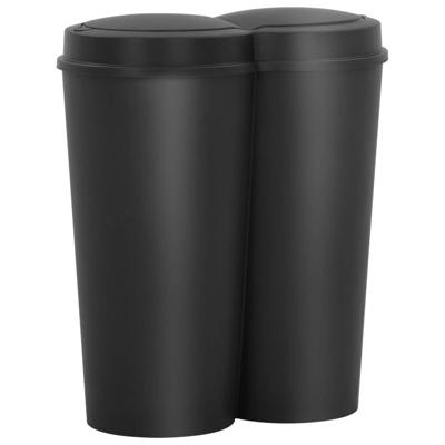 VidaXL Prullenbak dubbel 50 l zwart