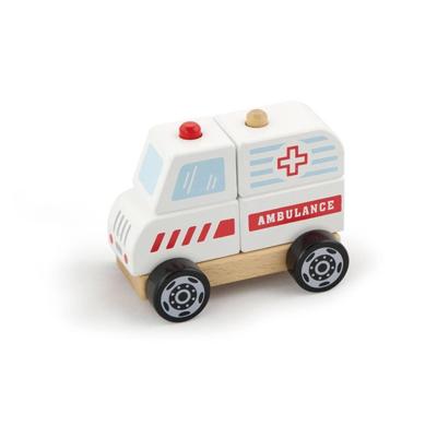 VIGA houten stapelbare ambulance speelgoed, ambulance, afm 13x10x8 cm, 1 stuk VIGA houten stapelbare ambulance speelgoed, ambulance, afm 13x10x8 cm, 1 stuk