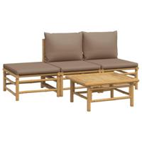4-delige Loungeset met kussens bamboe taupe - thumbnail
