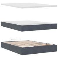 Ottoman bed met matras 140x200cm fluweel donkergrijs - thumbnail
