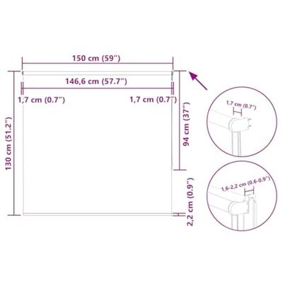 Rolgordijn verduisterend 150x130 cm stofbreedte 146,6 cm