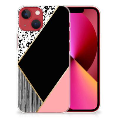Apple iPhone 13 | TPU Hoesje | Zwart Roze Vormen