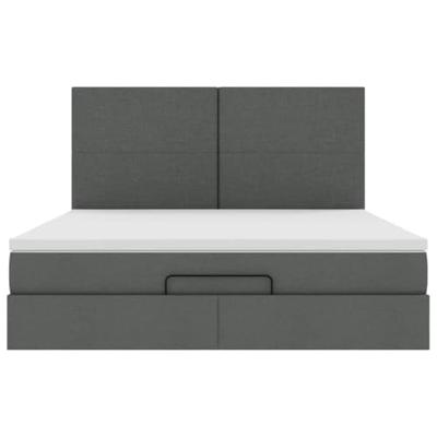 Ottoman bed met matras en LED's 160x200cm stof donkergrijs