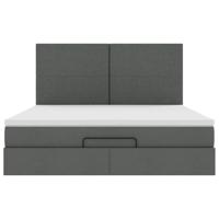 Ottoman bed met matras en LED's 160x200cm stof donkergrijs - thumbnail