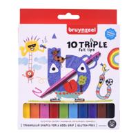 Viltstift bruynzeel kids triple set 10 kleuren | 6 stuks - thumbnail
