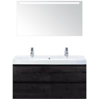 Maxx XL Badmeubelset 120 cm - Black Oak - Wastafel Just Enkel 2 Kraangaten met LED Spiegel - thumbnail