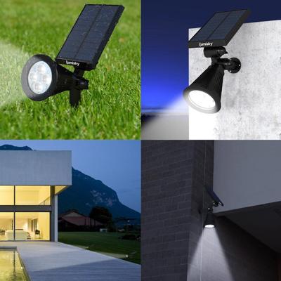 Waterdichte buitenspot op zonne-energie - LUMISKY - 4 witte LED's - 200 Lm - Draaibare kop op 90°C Waterdichte buitenspot op zonne-energie - LUMISKY - 4 witte LED's - 200 Lm - Draaibare kop op 90°C