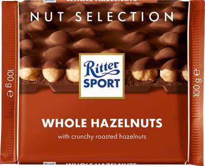 Chocolade Ritter Sport melk-hele hazelnoot 100gr
