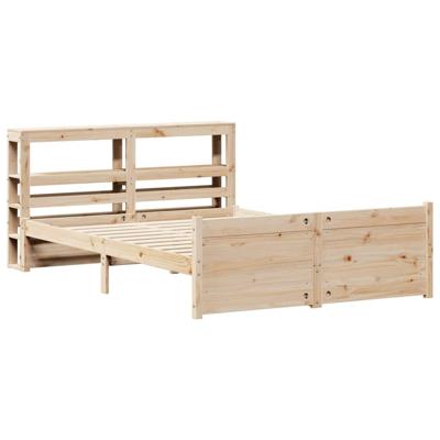 Bedframe met hoofdbord massief grenenhout 150x200 cm