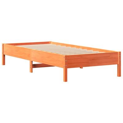Bedframe zonder matras massief grenenhout wasbruin 120x190 cm