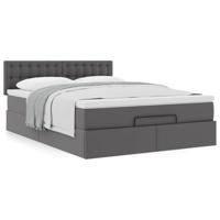 Ottoman bed met matras 140x190cm kunstleer grijs - thumbnail