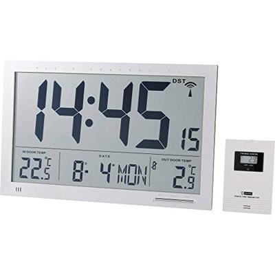 Eurochron EFWU Jumbo 102 Zendergestuurd Wandklok 370 mm x 230 mm x 30 mm Zilver