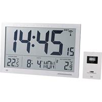 Eurochron EFWU Jumbo 102 Zendergestuurd Wandklok 370 mm x 230 mm x 30 mm Zilver - thumbnail