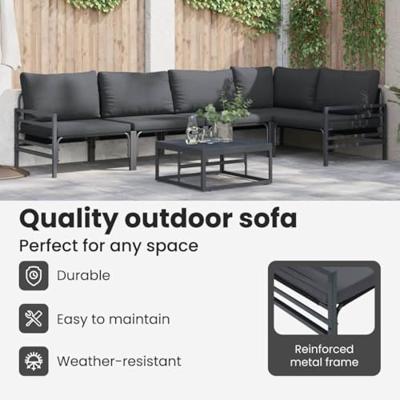 Tuinbankenset met kussen 5 pcs Zwart Staal