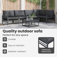 Tuinbankenset met kussen 5 pcs Zwart Staal - thumbnail