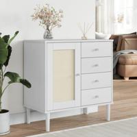 Dressoir SENJA 80x40x80 cm rattan look massief grenenhout wit - thumbnail