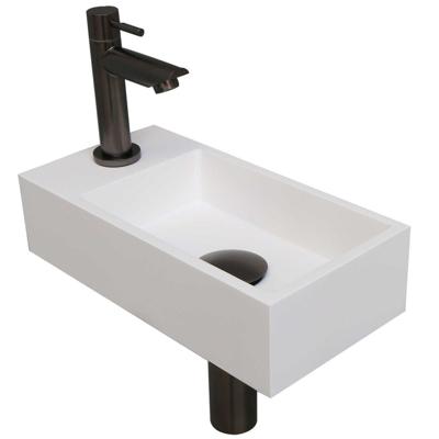 Fonteinset INK Versus 36x18x9 cm Polystone Mat Wit Met Kraangat Links Metal Black