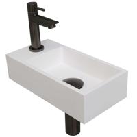 Fonteinset INK Versus 36x18x9 cm Polystone Mat Wit Met Kraangat Links Metal Black - thumbnail