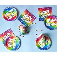 Feestbordjes Happy Birthday Rainbow Sterren (10st) - thumbnail