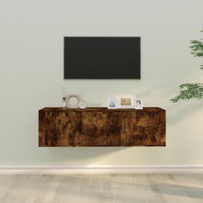 2-delige Tv-meubelset bewerkt hout gerookt eikenkleurig