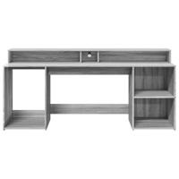Bureau met LED-verlichting 200x55x91 cm hout grijs sonoma eiken - thumbnail