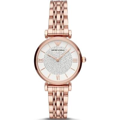 Emporio Armani AR11244 Horloge Gianni T-Bar staal rosekleurig-wit 32 mm Emporio Armani AR11244 Horloge Gianni T-Bar staal rosekleurig-wit 32 mm
