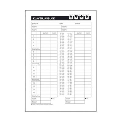Basic Scoreblok klaverjassen 5 blok van 50 vel