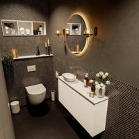 MONDIAZ FOWY toiletmeubel 100cm kleur talc. Waskom positie links kleur talc | talc. Zonder kraangat - thumbnail