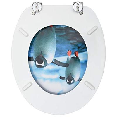 VidaXL Toiletbril met deksel pinguïn mdf