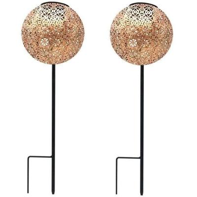 Set di 2 luci solari da piantare - LUMISKY - AGADIR - H45 cm - Stile orientale - LED bianco caldo