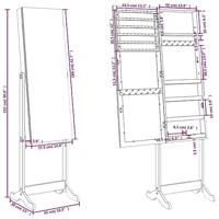 VidaXL Sieradenkast met spiegel vrijstaand 42x38x152 cm wit - thumbnail