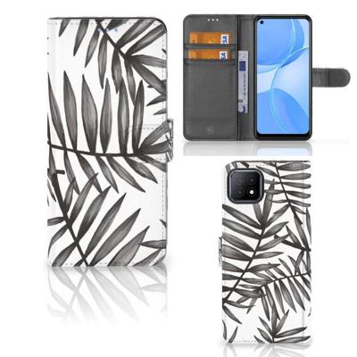 OPPO A73 5G Hoesje Leaves Grey OPPO A73 5G Hoesje Leaves Grey