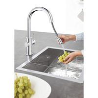 GROHE Blue Home Keukenkraan - uittrekbare c uitloop - 1 gats - filterfunctie - plat licht en bruisend water - chroom 31541000 - thumbnail