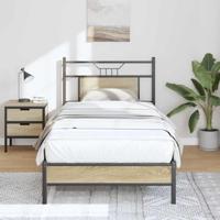 Bedframe zonder matras hout sonoma eikenkleurig 75x190 cm - thumbnail