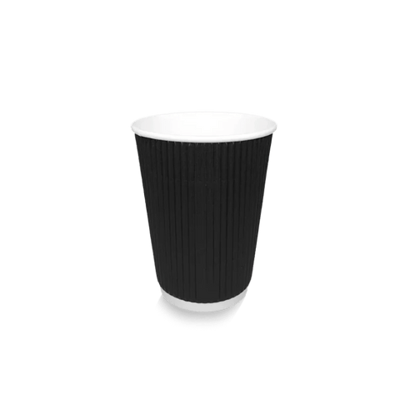 Kartonnen koffiebeker 360cc 12oz Ripple Zwart