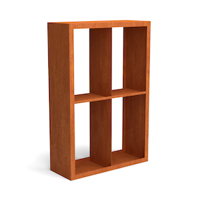 Egura cortenstaal houtopslag onderverdeling 4 vakken 1000x385x1500 mm Geroba - Geroba