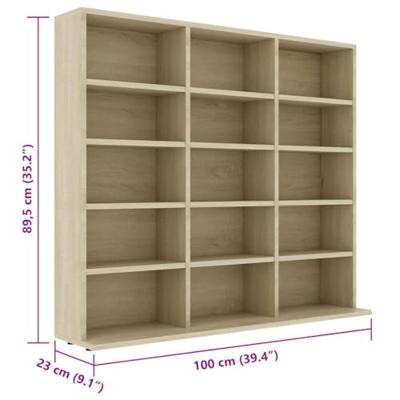 Cd-kast 102x23x89,5 cm spaanplaat sonoma eikenkleurig