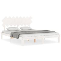 Bedframe zonder matras massief grenenhout wit 160x200 cm - thumbnail