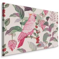 Schilderij - Tropische roze papegaai, 4 maten, scherp geprijsd, wanddecoratie - thumbnail