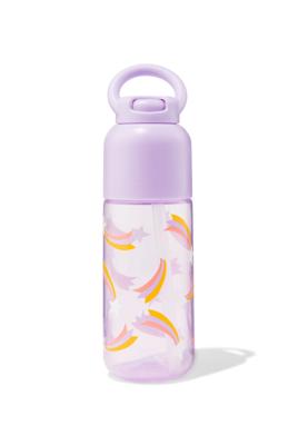 HEMA Waterfles met rietje sterren 300ml (paars)