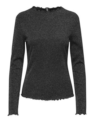 Only Onlemma Ls Glitter Top Jrs Noos T-shirt Lange Mouw Black Glitter