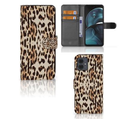 Motorola Moto G14 | Telefoonhoesje | Met pasjeshouder | Leopard Motorola Moto G14 | Telefoonhoesje | Met pasjeshouder | Leopard