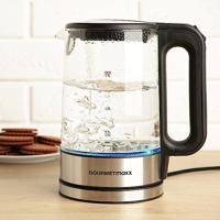 GourmetMaxx GOURMETmaxx Glas-Wasserkocher LED 1,7l 2200W Edelstahl/schwarz kabellos Waterkoker Kabelgebonden Aantal/Volume: 1.7 l Zwart/RVS, Glas - thumbnail