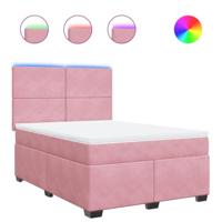 Boxspring met matras fluweel roze 140x200 cm - thumbnail