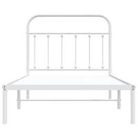 Bedframe met hoofdbord metaal wit 100x190 cm - thumbnail