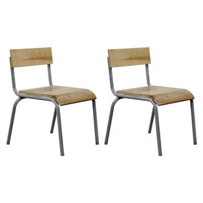 Stoel hout-metaal grijs (set van 2)