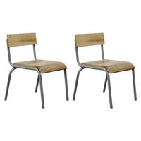 Stoel hout-metaal grijs (set van 2) - thumbnail