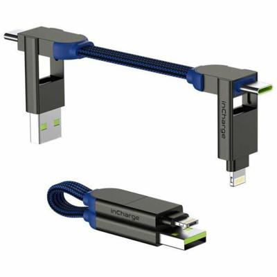 Rolling Square inCharge X | Alles in één kabel voor o.a. iPhone, Android, USB C en meer - Blauw